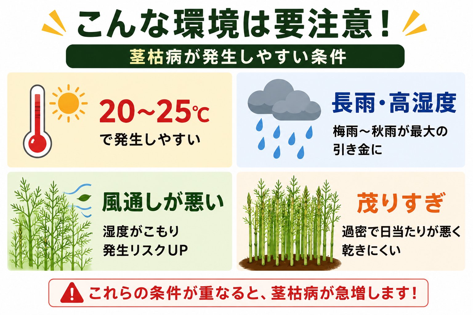 茎枯病が発生しやすい条件