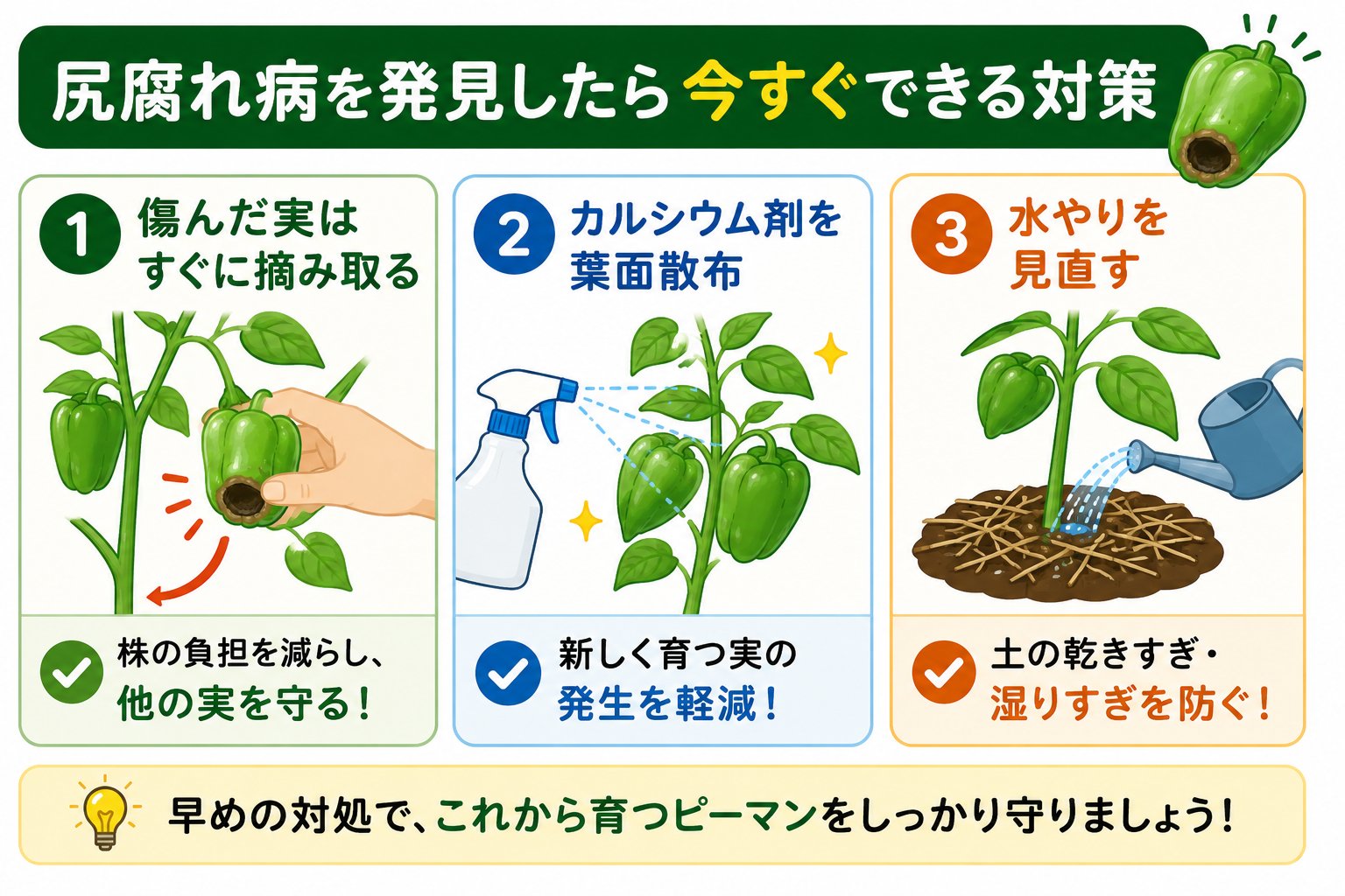 ピーマンの尻腐れ対策