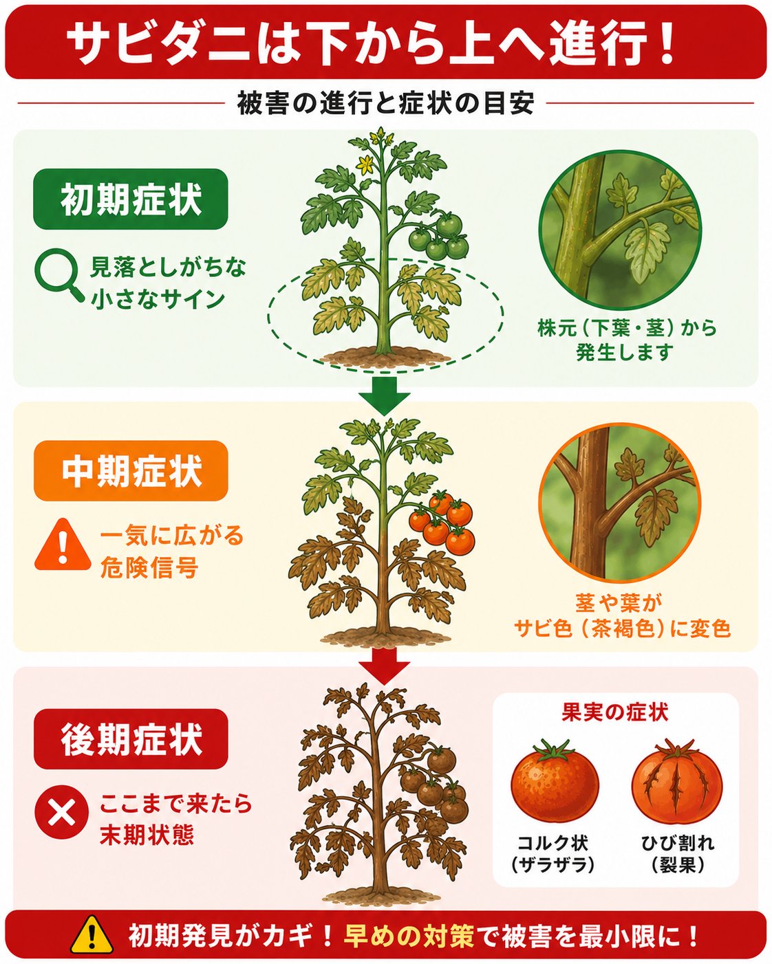 トマトサビダニの症状